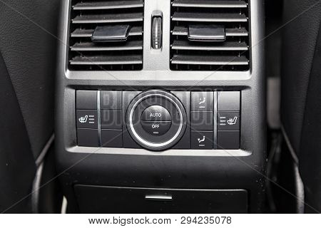 Novosibirsk, Russia - 08.01.18: Interior View With Rear Climate-control Dashboard Of Luxury Very Exp