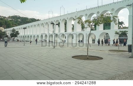 Rio De Janeiro, Brazil- 25, May, 2016: Looking Towards The Lapa Arches In Rio