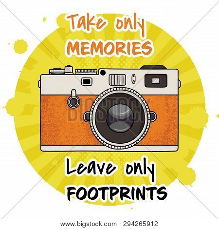 T-shirt Print Design With Retro Camera And Text