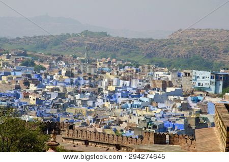View Of An Old Jodhpur City, Also Known As Blue City From The Top, Mehrangarh Or Mehran Fort Jodhpur