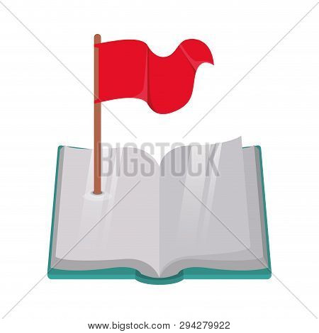 Text Book With Flag Isolate Icon Vector Illustration Design