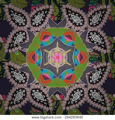 Of Doodle Elements. Seamless Flower Pattern Can Be Used For Sketch, Website Background, Wrapping Pap