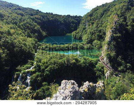 Landscape Of Plitvice Lakes National Park Or Nacionalni Park Plitvicka Jezera, Unesco Natural World 