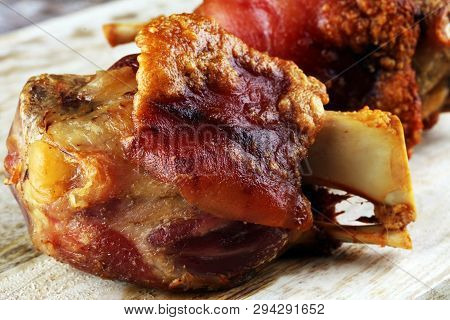 Roasted Pork Knuckle. Ham And Bacon Are Popular Foods In The West.