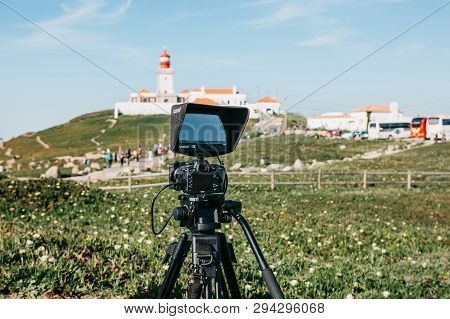 Portugal, Sintra, June 26, 2018: A Close-up Camera For A Photo Or A Video Camera For Recording Video