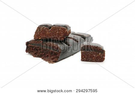 Chocolate Bar Hematogen Sweet Food Isolated On White Background.