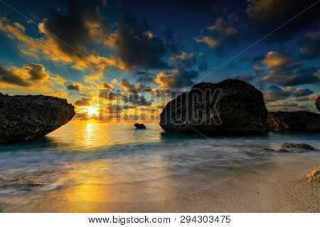 Sunset at the beach in Lefkas Greece