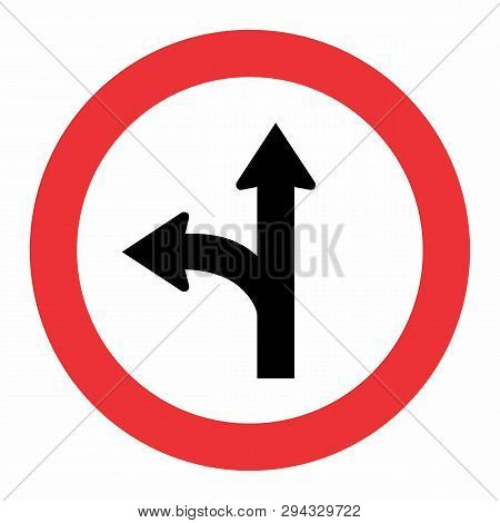 Illustration Of Fork Left Traffic Sign On White Background