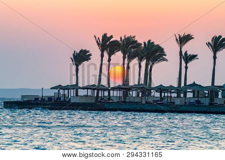 Sunrise On A Peninsula Of Hurghada On The Red Sea In Egypt