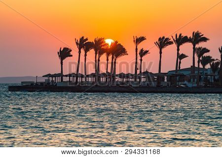 Sunrise On A Peninsula Of Hurghada On The Red Sea In Egypt