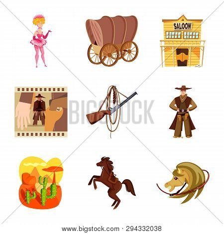 Vector Illustration Of Wild And West Sign. Collection Of Wild And American Stock Vector Illustration
