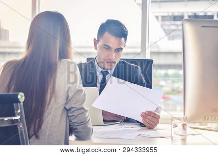 Financial Report Analysis And Reviewing Concept :cfo Or Chief Financial Officer Sees Financial Summa