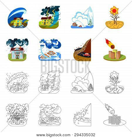 Isolated Object Of Weather And Distress Sign. Collection Of Weather And Crash Vector Icon For Stock.