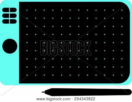 Graphic Tablet In A Flat Style. Digital Drawing Equipment. Web Design. Vector Illustration
