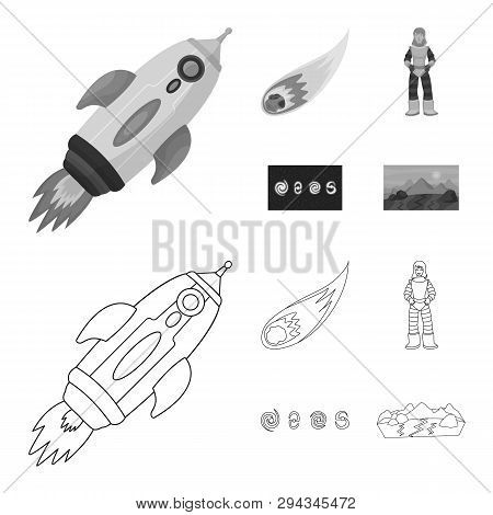 Vector Illustration Of Astronomy And Technology  Sign. Set Of Astronomy And Sky Vector Icon For Stoc