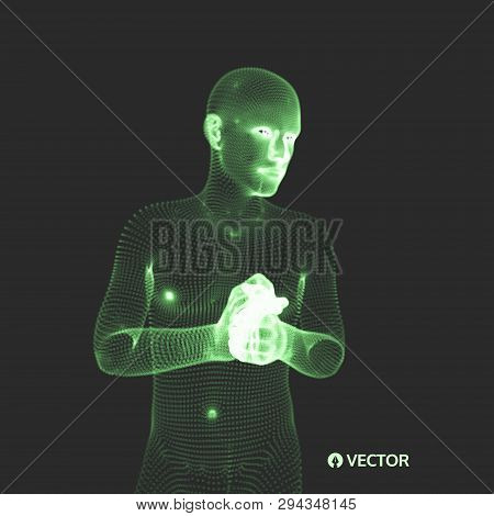3d Model Of Man. Human Body. Design Element. Vector Illustration.