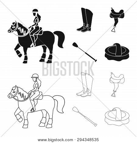 Vector Design Of Equipment And Riding Sign. Set Of Equipment And Competition Stock Symbol For Web.