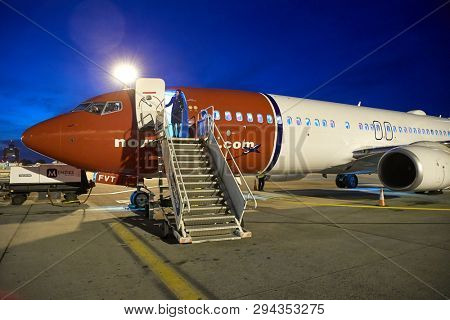 BUDAPEST, HUNGARY - MAY 11, 2018: Airliner of Norwegian air shuttle at Budapest Liszt Ferenc Airport. Norwegian is the third largest low-cost carrier in Europe