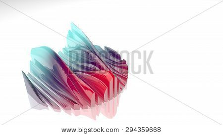 3d Rendering Of Abstract Wave Shape. Computer Generated Geometric Digital Art.