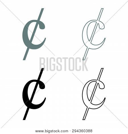 Cent Symbol Sign Dollor Money Icon Set Black Grey Color Vector Illustration Flat Style Simple Image 