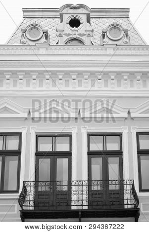 Botosani, Romania. Europe. Element Of Architecture. Building On The Sky Background.
