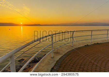Sunset View Of The Sea Of Galilee (kinneret Lake), From Ein Gev. Northern Israel