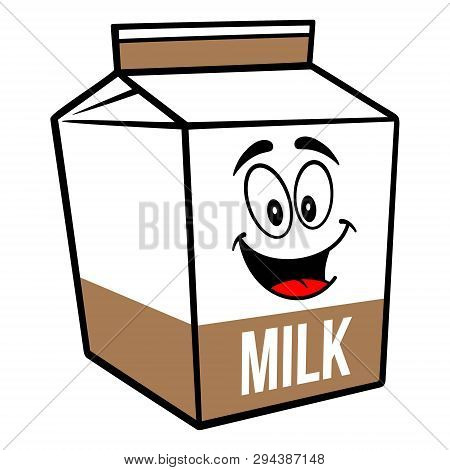 Chocolate Milk Carton Mascot - A Cartoon Illustration Of A Chocolate Milk Carton Mascot.