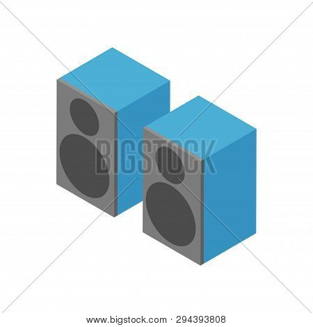 Acoustic Speakers, Blue Color. Two Speakers. Icon Speaker. Vector Illustration. Eps 10.