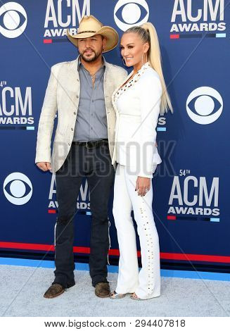 LAS VEGAS - APR 7:  Jason Aldean, Brittany Kerr at the 54th Academy of Country Music Awards at the MGM Grand Garden Arena on April 7, 2019 in Las Vegas, NV