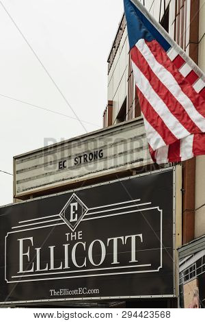 Ellicott City, Md - March 9, 2019: The Ellicott Is Being Refurbished As A New Restaurant And Music V