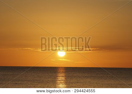 Sunset Over The Gulf Of Mexico On Captiva Island Off The West Coast Of Florida In Summer.