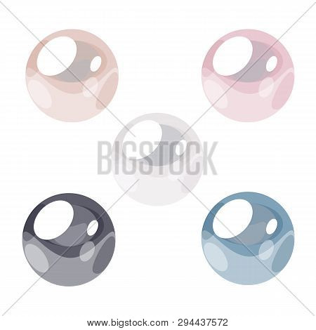 Set Of Pearl In Abstract Style Isolated On White Background. Shiny Vector Illustration.