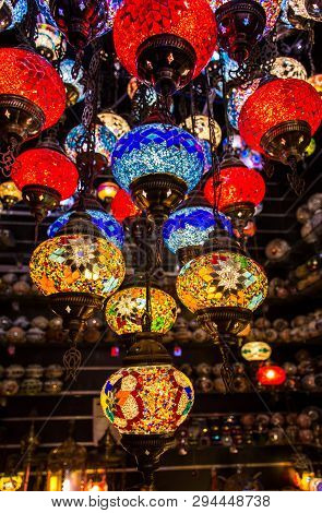 Beautiful Traditional Ramadan Light Lamp With Blur Background - Shot From Dubai Spice Souk, Famous T