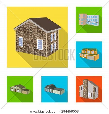 Isolated Object Of Facade And Housing Icon. Set Of Facade And Infrastructure Stock Vector Illustrati