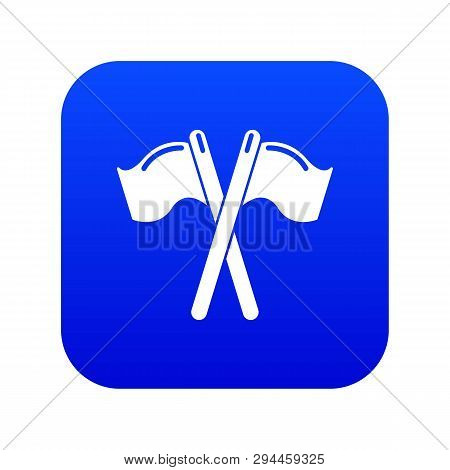 Paintball Sport Flags Icon Blue Vector Isolated On White Background