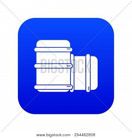 Paintball Barell Equipment Icon Blue Vector Isolated On White Background
