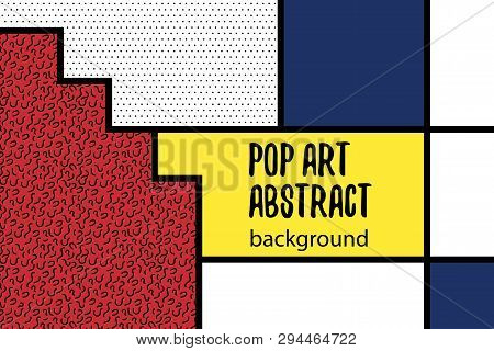 Retro Mondrian Red Yellow Blue Geometric Background. Minimal Trendy Fashion Style Poster. Line Art D