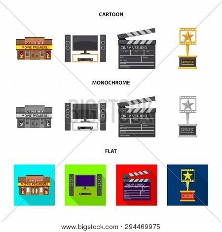 Vector Design Of Television And Filming Symbol. Set Of Television And Viewing Vector Icon For Stock.