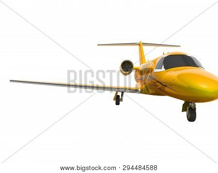Orange Business Passenger Plane Isolated 3d Render On White Background No Shadow