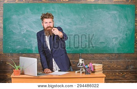 Talking To Students Or Pupils. Teacher Bearded Man Tell Interesting Story. Teacher Charismatic Hipst