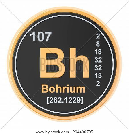 Bohrium Bh Chemical Element. 3d Rendering Isolated On White Background