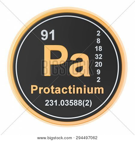 Protactinium Or Protoactinium, Pa Chemical Element. 3d Rendering Isolated On White Background