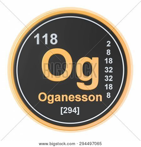 Oganesson Og Chemical Element. 3d Rendering Isolated On White Background