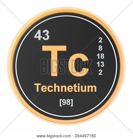 Technetium Tc Chemical Element. 3d Rendering Isolated On White Background