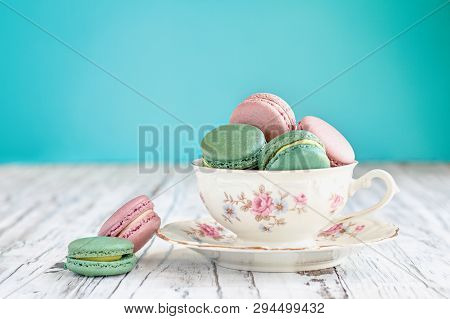 Bavaria Winterling Footed Tea Cup Filled With Macarons