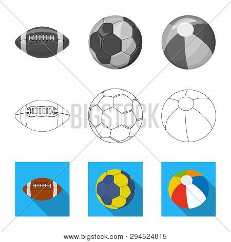 Vector Design Of Sport And Ball Icon. Collection Of Sport And Athletic Vector Icon For Stock.