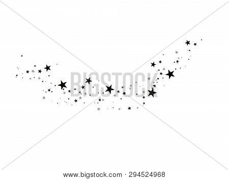 Stars On A White Background. Black Star Shooting With An Elegant Star.meteoroid, Comet, Asteroid, St