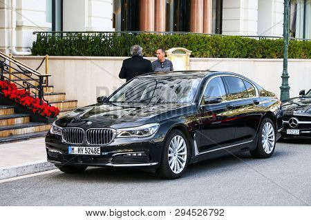 Monte-carlo, Monaco - March 12, 2019: Luxury Saloon Car Bmw 7-series (g11) In The City Street.