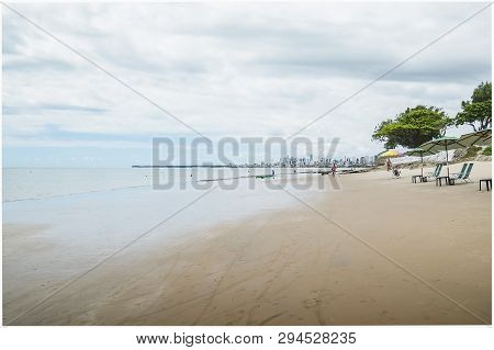 Bessa Beach (praia Do Bessa) At Joao Pessoa, Paraiba - Brazil. People At The Beach Of Bessa.