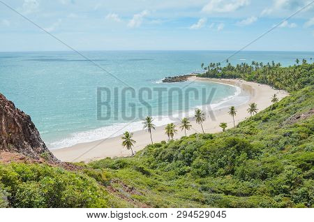 Top View Of Praia De Coqueirinho At Costa Do Conde. Photo Taken At Mirante Dedo De Deus Belvedere. C